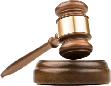 a wooden judge's gaven on a white background