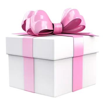 white gift box with pink ribbon