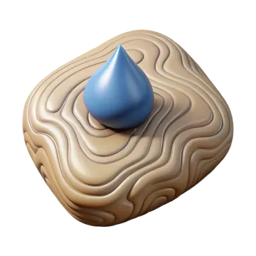a blue drop on top of a piece of wood