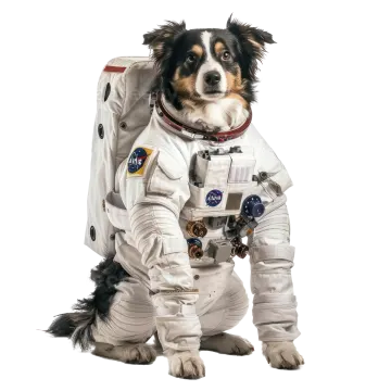 a dog dressed as an astronaut