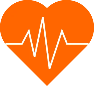 an orange heart with a heartbeat on it