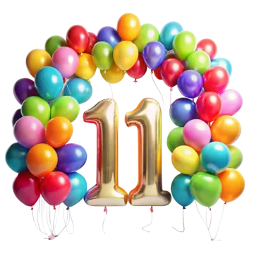 the number one is surrounded by balloons