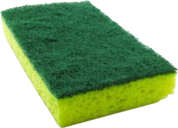a green sponge on a white background
