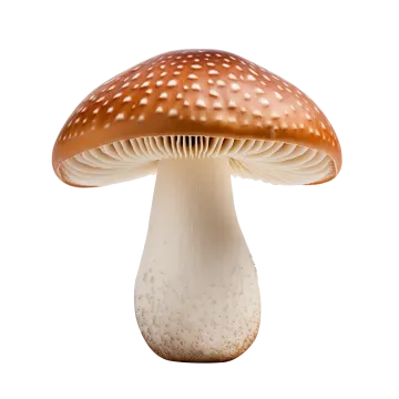 a close up of a mushroom on a white background