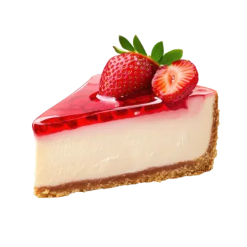 a piece of cheesecake with a strawberry on top