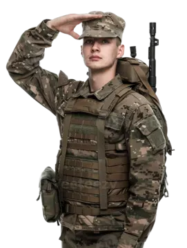 a man in military uniform sal his hat