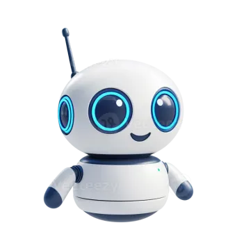 a white robot with blue eyes