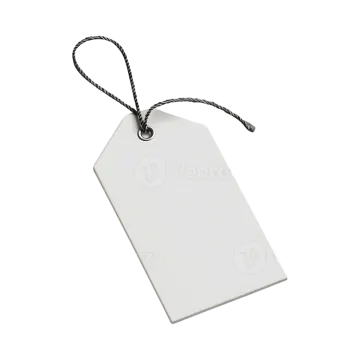 a white price tag hanging on a string