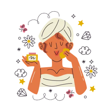an illustration of a woman holding a cup in her hand