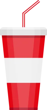 a red cup with a straw in it