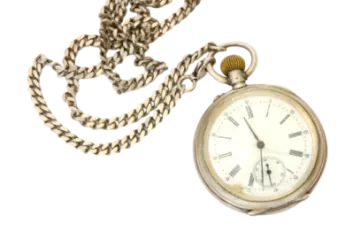 an old pocket watch on a chain