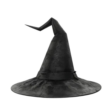 a black witch hat on a white background