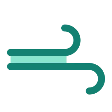 a green and white icon of a hook
