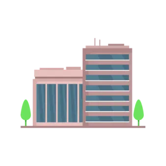 a building with trees in front of it