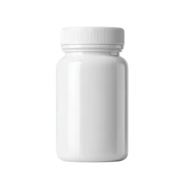 a white plastic bottle with a blank label