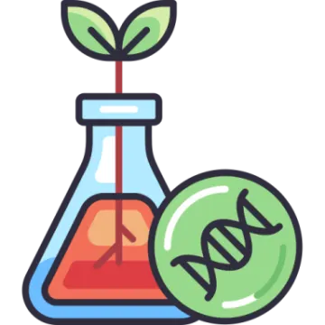 an illustration of a test tube with a plant growing out of it