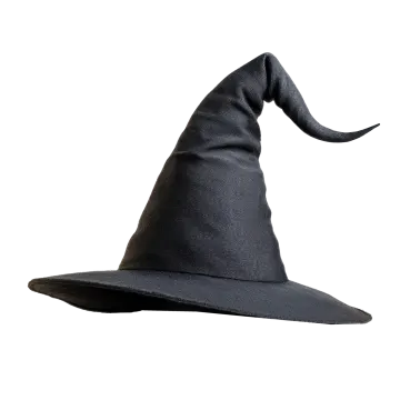 a black witch hat on a white background