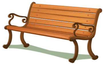 a wooden park bench on a white background