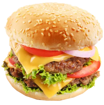 a hamburger with cheese, tomato and lete