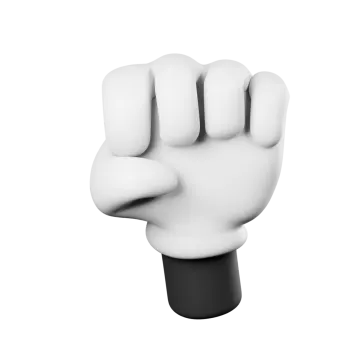 a black and white fist with one hand raised