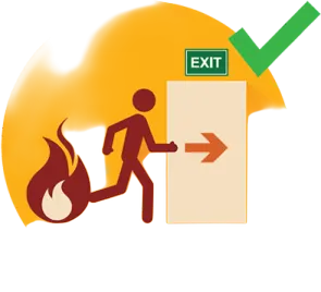 a fire exit sign with an arrow pointing to the exit