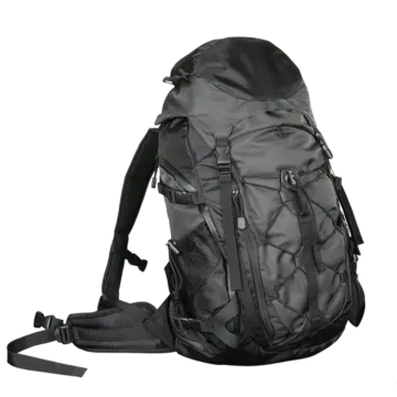 a black backpack on a white background