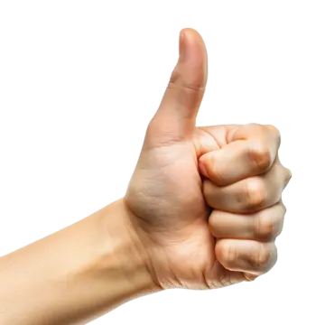 a person's hand giving a thumbs sign