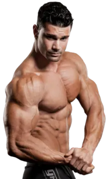 a man with no shirt is posing for the camera