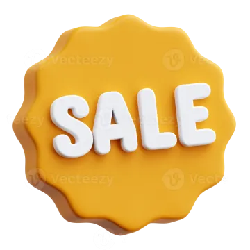 a yellow button with the word sale on it