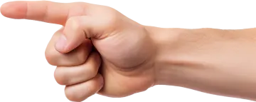 a man's hand pointing towards the camera