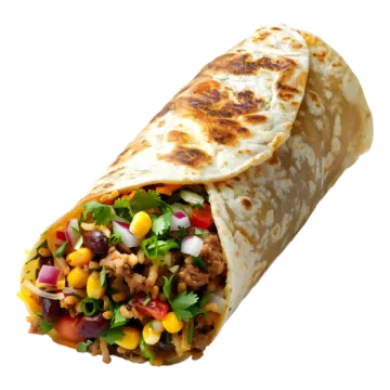 a burritoa filled with meat and vegetables