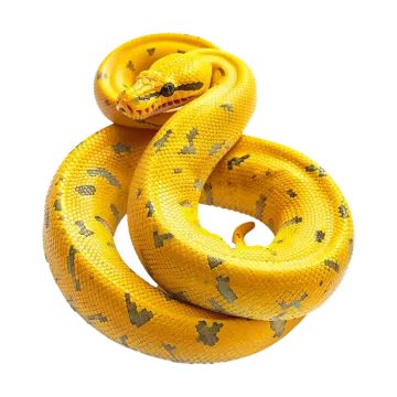 a yellow snake on a white background