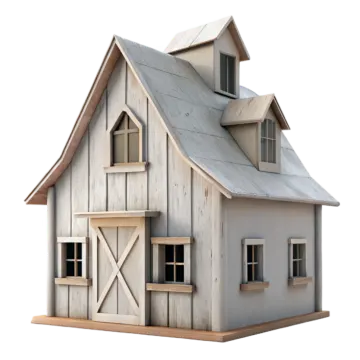 a wooden house with windows and shutters