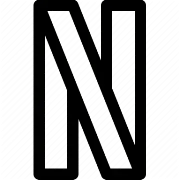 a black and white icon of the letter n