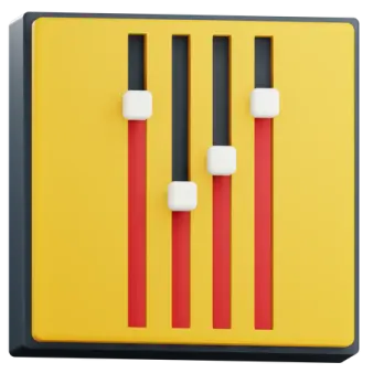 a yellow and black button with two white buttons