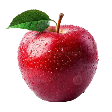 a red apple with water droplets on it
