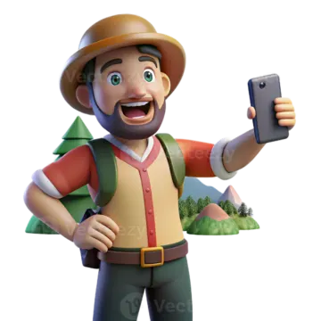 a cartoon character holding a cell phone