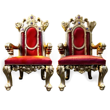 a pair of red and gold chairs