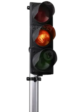 a traffic light that is red and green