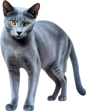 a gray cat standing on a white surface
