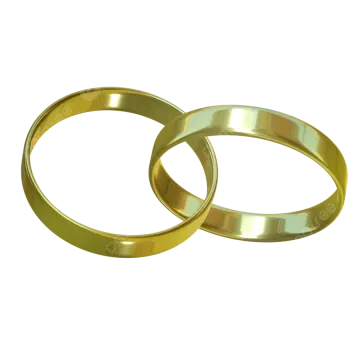a pair of gold wedding rings