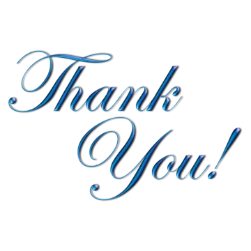 a blue thank card with the words thank you