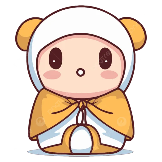 a cartoon bear wearing a yellow scarf