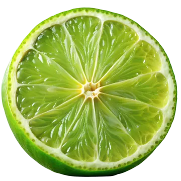 a slice of lime on a white background