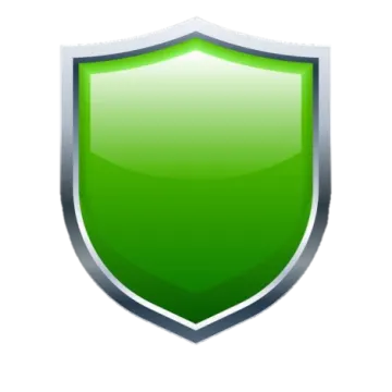 a green shield on a white background
