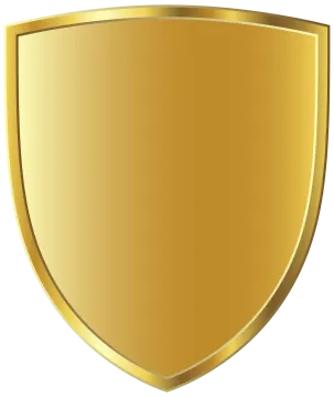 a golden shield on a white background