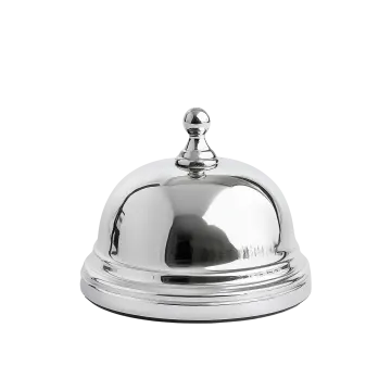 a silver bell on a white background