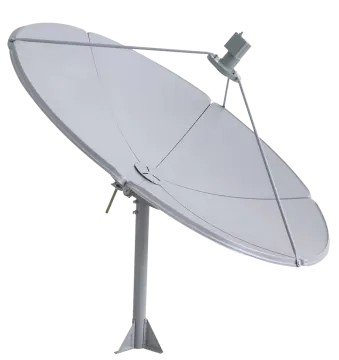 a white satellite dish on a metal stand