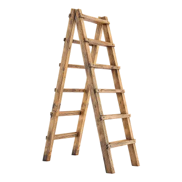a wooden ladder on a white background