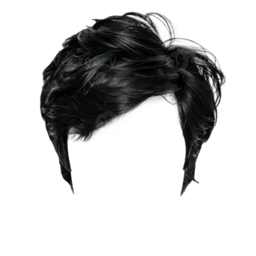 a black wig on a white background